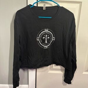 Black Long Sleeve Women's Top with Graphic Design